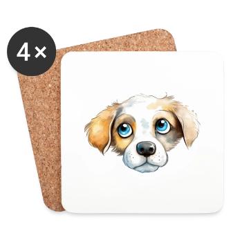 Dog Watercolor Drawing - Coasters (set of 4) - white - Front