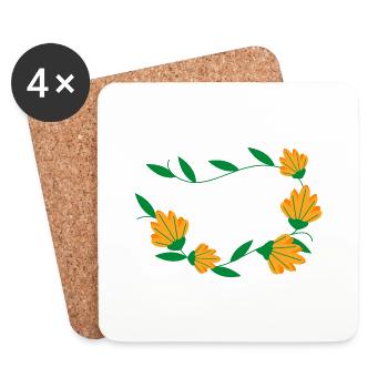 Flower Flower Plant - Dessous de verre (lot de 4) - blanc - Devant