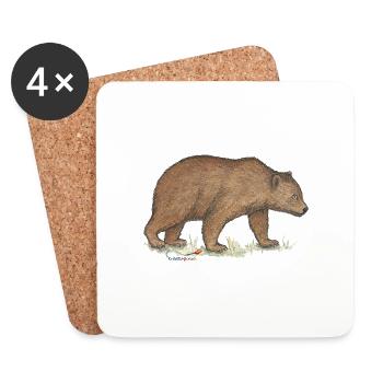 Braunbär - Untersetzer (4er-Set) - Weiß - Vorne