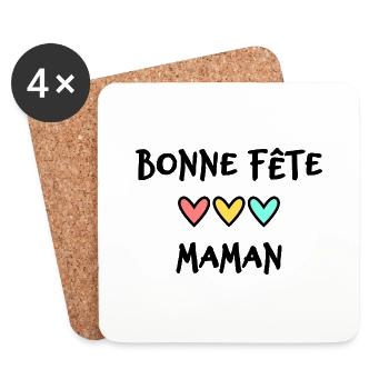 BONNE FÊTE MAMAN. MAMAN. FÊTE DES MÈRES. FÊTE - Dessous de verre (lot de 4) - blanc - Devant
