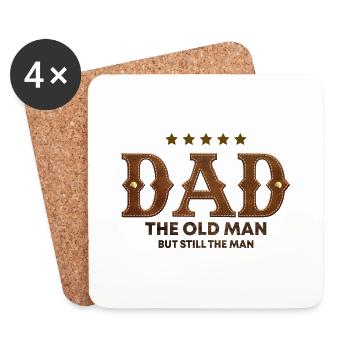 Papa Le vieil homme mais toujours l’homme - Dessous de verre (lot de 4) - blanc - Devant