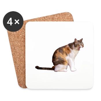 cat cat pet kitten stickers - Coasters (set of 4) - white - Front