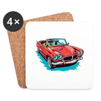 Red convertible - Coasters (set of 4) - white - Front