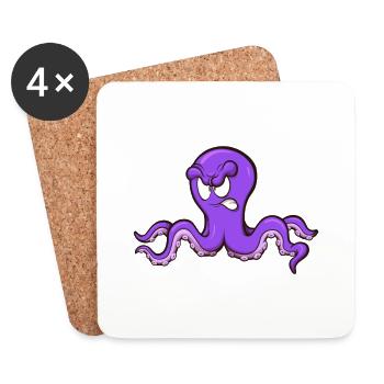 Wütender Oktopus - Untersetzer (4er-Set) - Weiß - Vorne