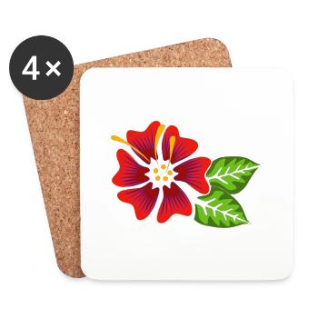 Schöne, bunte phantasie Blüte. Blume rot, organe - Untersetzer (4er-Set) - Weiß - Vorne
