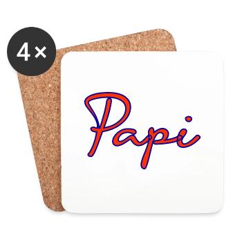 PAPI. FÊTE DES PÈRES. BONNE FÊTE PAPA. PAPA. PAPA - Dessous de verre (lot de 4) - blanc - Devant