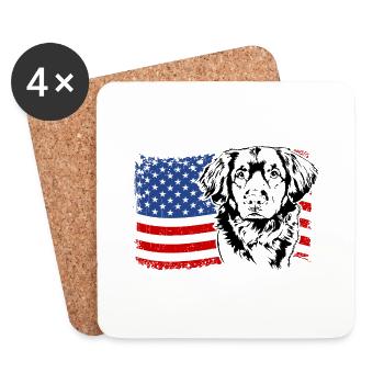 Nova Scotia Duck Tolling Retriever America Flag - Coasters (set of 4) - white - Front