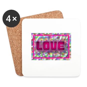 LOVE. COUPLE. JUST MARRIED. EVJF. SAINT VALENTIN. - Dessous de verre (lot de 4) - blanc - Devant