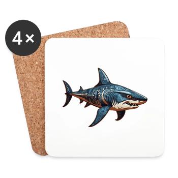 Adinkra Shark 4 - Dessous de verre (lot de 4) - blanc - Devant