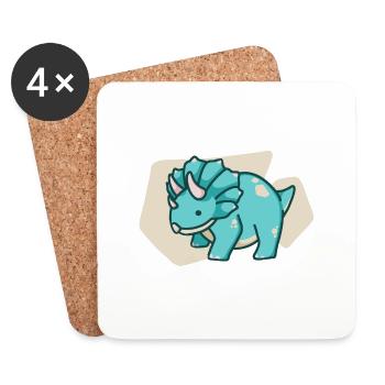 hugadino Triceratops, dino, mignon dinosaure - Dessous de verre (lot de 4) - blanc - Devant