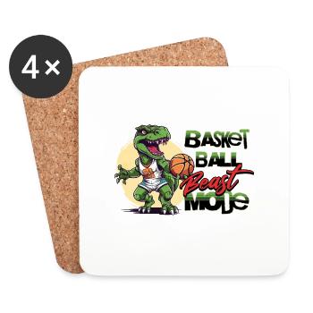 Basketball Dinosaure T-Rex Animal Player Cartoon - Dessous de verre (lot de 4) - blanc - Devant