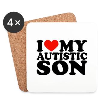 I Love My Autistic Son I Red Heart My Son - Coasters (set of 4) - white - Front