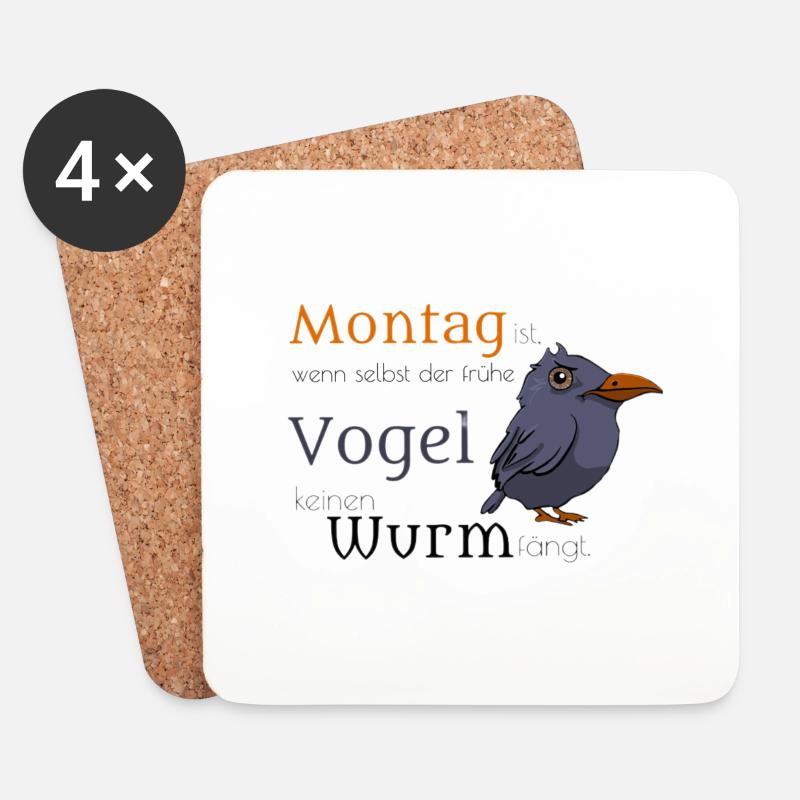 Montag - Untersetzer (4er-Set) - Weiß