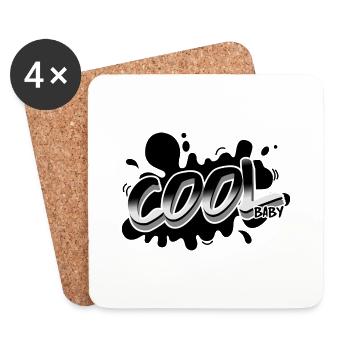 "Cool Baby" Lustiger Spruch ideal als Geschenk - Untersetzer (4er-Set) - Weiß - Vorne