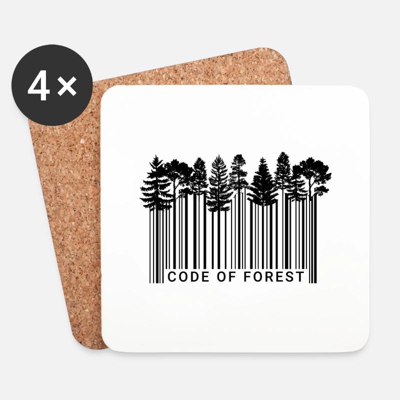 Barcode Wald Natur Wald Code Bäume Schwarz - Untersetzer (4er-Set) - Weiß