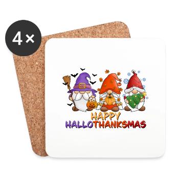 Happy Hallothanksmas Gnomes - Untersetzer (4er-Set) - Weiß - Vorne