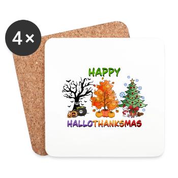 Happy Hallothanksmas Christmas Tree - Untersetzer (4er-Set) - Weiß - Vorne
