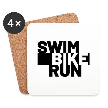 SWIM BIKE RUN - Coasters (set of 4) - white - Front