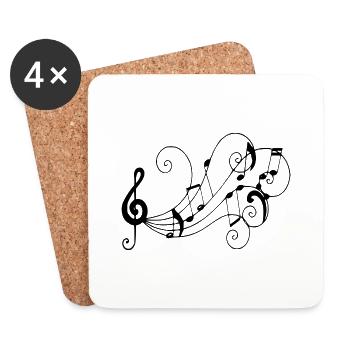 Musical notes - Coasters (set of 4) - white - Front