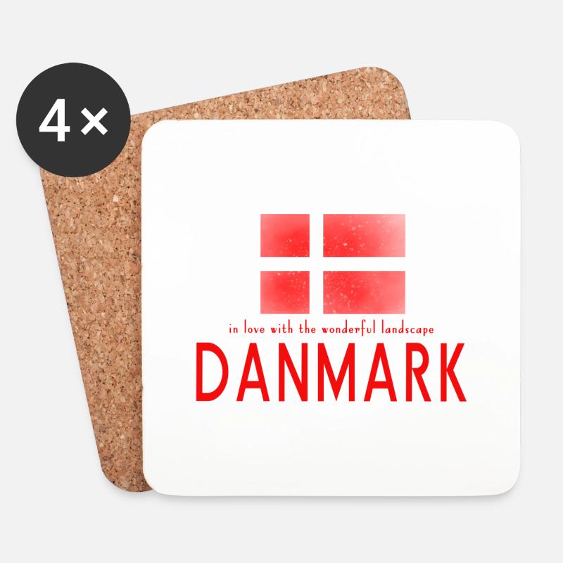 Danmark Dänemark - Untersetzer (4er-Set) - Weiß