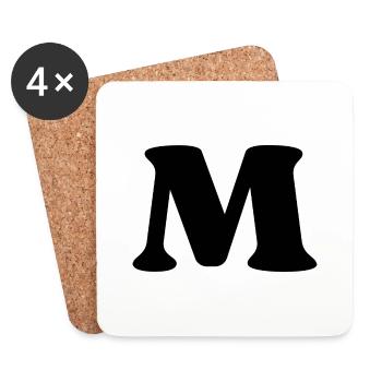 Buchstabe m - Untersetzer (4er-Set) - Weiß - Vorne