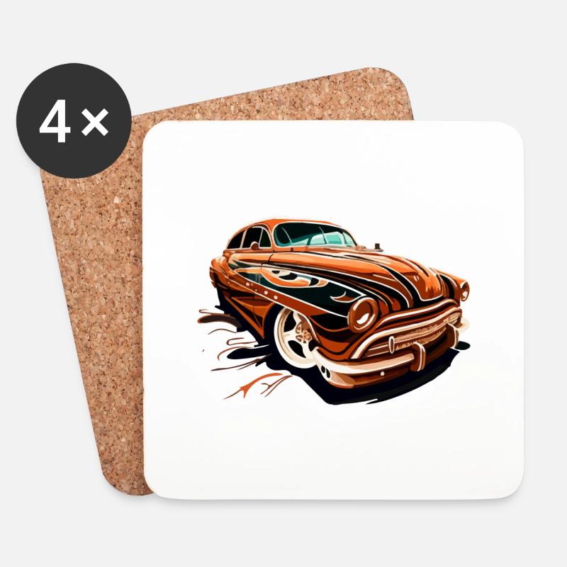 VALEEWEAR - Ein Retro Muscle-Car - Untersetzer (4er-Set) - Weiß