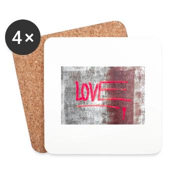 LOVE painted on rusty panel - Coasters (set of 4) - white - Front