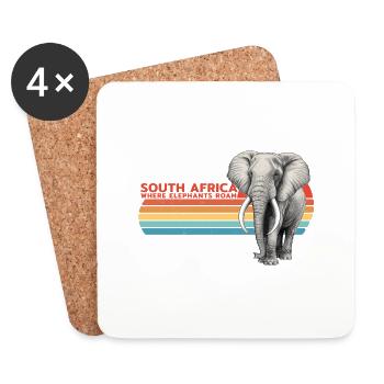 Eléphant Afrique du Sud - Dessous de verre (lot de 4) - blanc - Devant