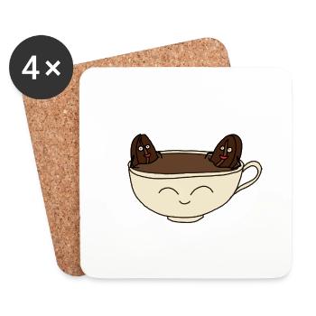 Kaffee - Untersetzer (4er-Set) - Weiß - Vorne