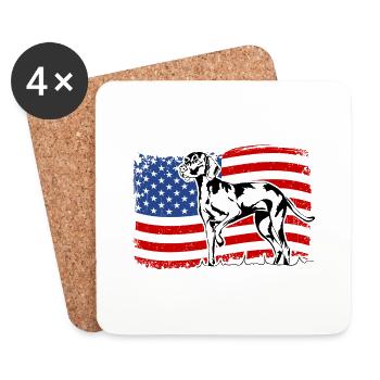 Weimaraner Amerika Fahne Hunde Jagdhunde Wilsigns - Untersetzer (4er-Set) - Weiß - Vorne