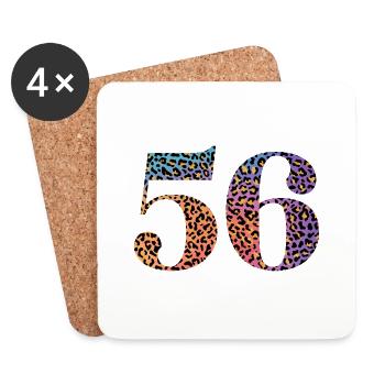 56th Birthday Leopard - Coasters (set of 4) - white - Front