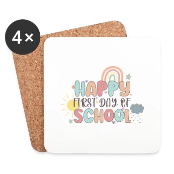 Happy First Day of School Back to School - Dessous de verre (lot de 4) - blanc - Devant