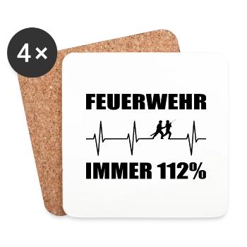 Feuerwehr - Untersetzer (4er-Set) - Weiß - Vorne