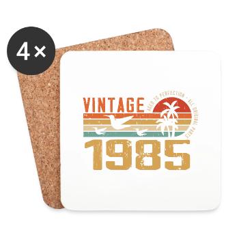 Vintage 1985 Cadeau Anniversaire - Millésime 1985 - Dessous de verre (lot de 4) - blanc - Devant