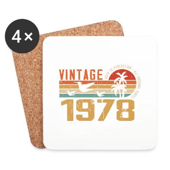 Vintage 1978 Cadeau Anniversaire - Millésime 1978 - Dessous de verre (lot de 4) - blanc - Devant