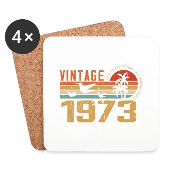 Vintage 1973 Cadeau Anniversaire - Millésime 1973 - Dessous de verre (lot de 4) - blanc - Devant