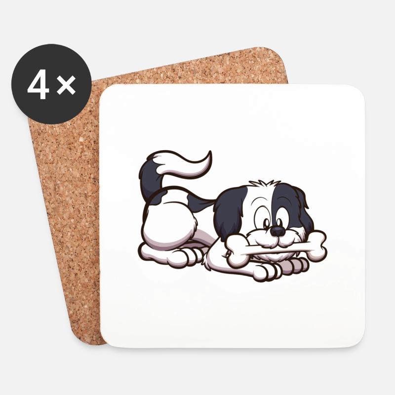 Cane sveglio di Shih Tzu con l'osso - Sottobicchieri (set da 4 pezzi) - bianco