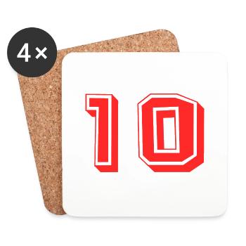 10. 10 ANS. 10e ANNIVERSAIRE. ANNIVERSAIRE 10 ANS. - Dessous de verre (lot de 4) - blanc - Devant