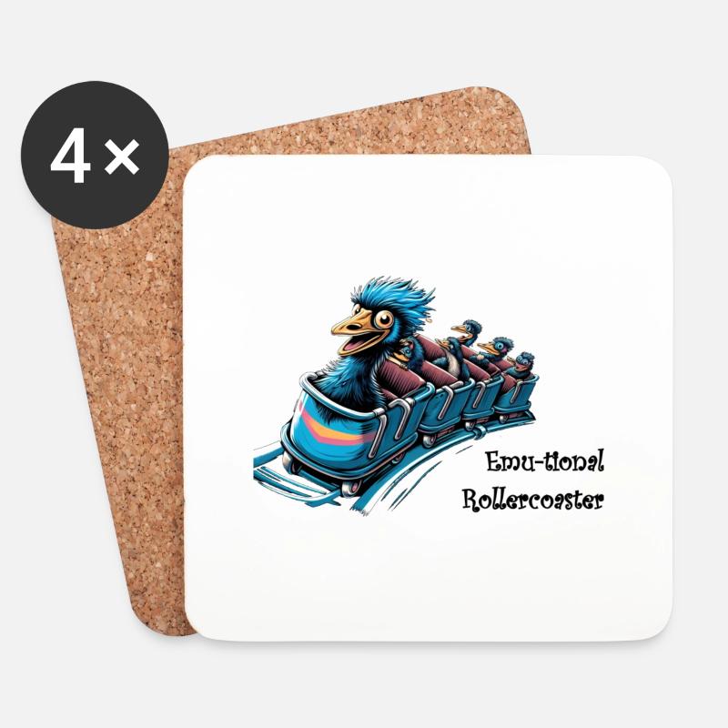 Emu-tional Rollercoaster - Untersetzer (4er-Set) - Weiß