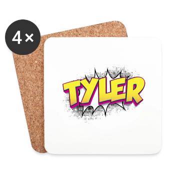 Tyler Custom Name Comic Book Style Pop Art, Tyler - Coasters (set of 4) - white - Front