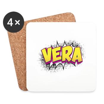 Vera Custom Name Comic Book Style Pop Art, Vera - Coasters (set of 4) - white - Front