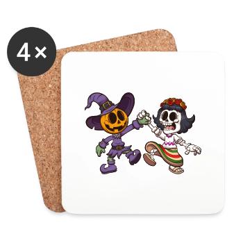 Halloween und Tag der Toten - Untersetzer (4er-Set) - Weiß - Vorne