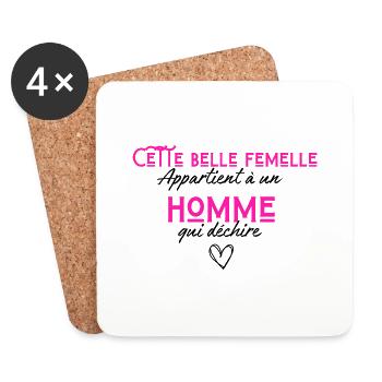 Cette femelle appartient à un homme qui déchire - Dessous de verre (lot de 4) - blanc - Devant