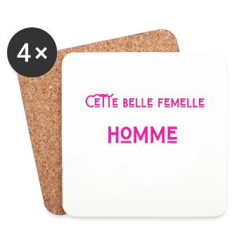 Cette femelle appartient à un homme qui déchire - Dessous de verre (lot de 4) - blanc - Devant