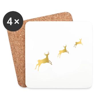 Renne doré - Dessous de verre (lot de 4) - blanc - Devant