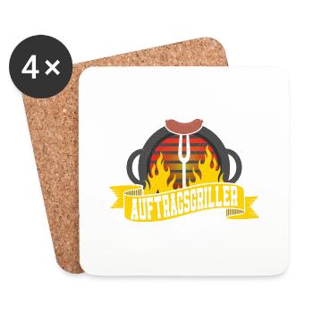 Auftragsgriller BBQ Griller Grillen - Untersetzer (4er-Set) - Weiß - Vorne