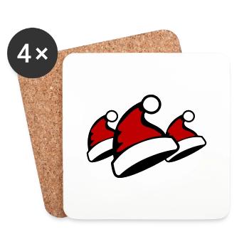 Weihnachtsmann Hut Christmas Mütze - Untersetzer (4er-Set) - Weiß - Vorne