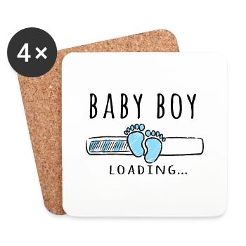 Schwangerschaft Baby Junge kündigt Junge Schwangerschaft an - Untersetzer (4er-Set) - Weiß - Vorne