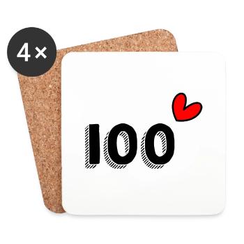100. 100 ANS. 100e ANNIVERSAIRE. ANNIVERSAIRE 100 - Dessous de verre (lot de 4) - blanc - Devant