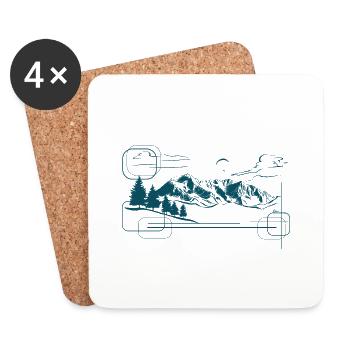 Design Montagne - Dessous de verre (lot de 4) - blanc - Devant